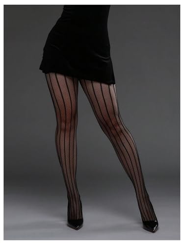 Women's Gothic Punk Striped Tights Hollow Out Sheer Fishnet Stockings Leggings3