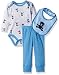 Rene Rofe Baby Boys' 3pc Turn-Me-Round-Set with Long Sleeve Bodysuit, Bib and Pant for, Beary Blue, 6-9 Months