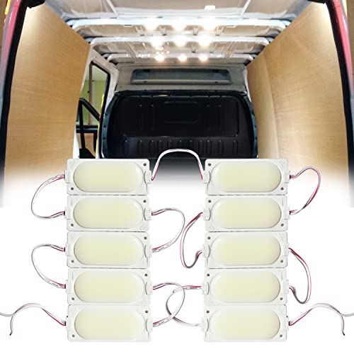 Ampper 12V 10 Piezas COB Interior Luces Furgoneta, LED Luces de Techo para Van RV Barcos Caravanas Remolques y Más (10 Piezas, Blanco)