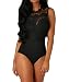 Produktbild May Story Damen Weiß Rückenfrei Spitze Bodysuit Damenbody ärmellos Elegant Oberteil (S EU36-38, Schwarz)