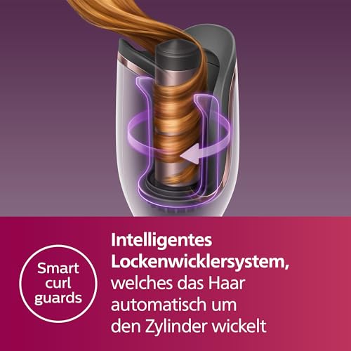 Philips automatischer Lockenstab 8000 Series, Lockenwickler/Curler mit MoistureProtect Technologie, 27 verschiedene Stylingoptionen, Weiß… – Ansicht 3