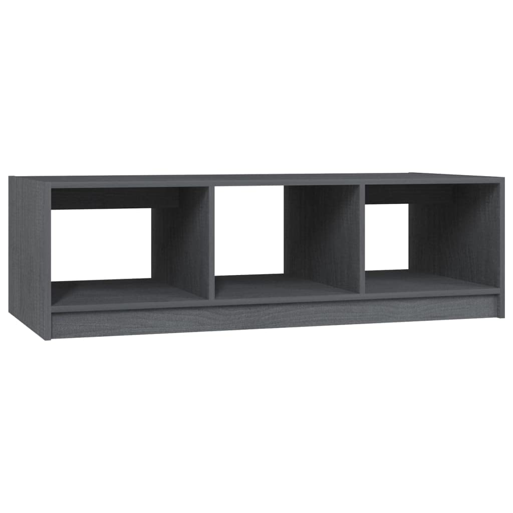 Mesa de centro gris 110 x 50 x 34 cm, diseño moderno de madera de pino maciza, robusta mesa auxiliar con estante para salón, dormitorio y pasillo