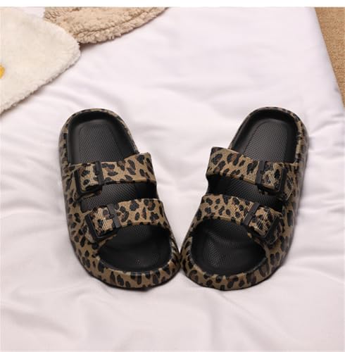 Leopard Print Cloud Slippers Double Buckle Cheetah Print EVA Soft Pillow Sandals House Slides Quick Drying Non Slip3
