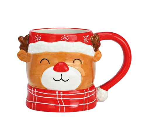 Generisch Weihnachtstasse Rentier Elch Design, 3D Keramik, 10 cm...