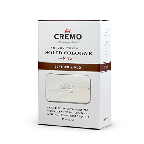 Cremo Leather & Oud Travel Friendly Solid Cologne, A Smoky, Old World Scent With Notes Of Bitter Orange, Tuscan Leather, And Fragrant Agarwood, 45 Oz