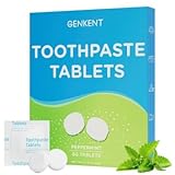 GENKENT Toothpaste Tablets, Fluoride & Plastic Free Chewable Toothpaste Tabs, Eco & Travel Friendly (60 Count)