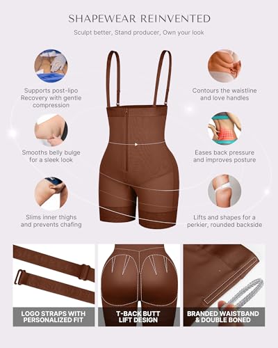 Image of SHAPELLX Fajas Colombianas Shapewear for Women Tummy Control Plus Size Postpartum Body Shaper Butt Lifting Bodysuit