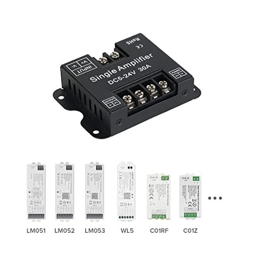Image of BTF-LIGHTING COB FCOB 2835 3014 3528 5050 1 Channel Signal Amplifier Controller Work with V- V+ Single Color 2Pin LED Strip Suitable for Long Distance Light Projects DC5V DC12V DC24V Max 30A