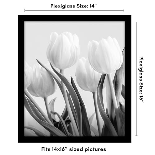 Americanflat 14x16 Picture Frame with Polished Plexiglass - Black Picture Frame - Wide Photo Frames Made of Engineered Wood for Vertical or Horizontal Wall Display - Epic Collection - Black