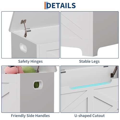 GAOMON Storage Chest, Wooden Toy Storage Bench, Modern Style Lift-Top Toy Chest with Safety Hinge for Entryway, Bedroom, Living Room, Supports 300 Lb and Easy Assembly