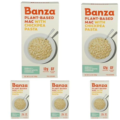 Banza Plant Based Chickpea Vegan White Cheddar Mac & Cheese, 5.5 OZ (Pack of 5)