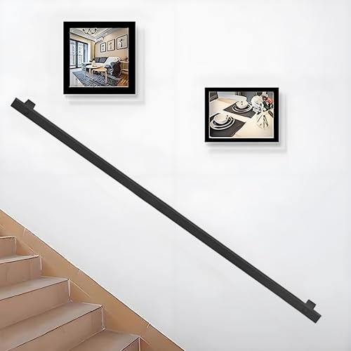 Handlauf für Treppen, schwarz matt, Wandmontage, Geländerhandlauf, Handläufe für Außenstufen oder Innentreppen, 1,5 m, 200 cm, 2,5 m, 300 cm, rutschfestes Treppengeländer(60cm)