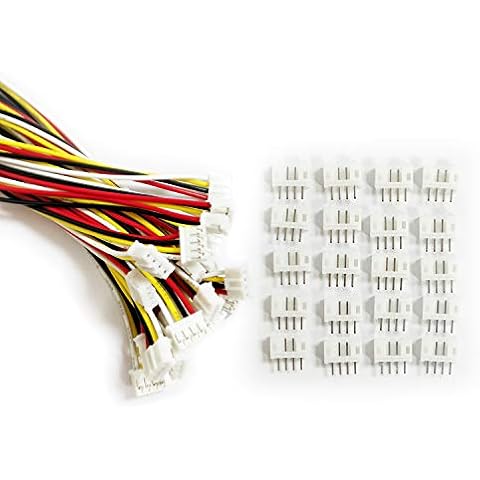 WOWOONE 40 pcs JST Plug Connector, 20pcs Mini Micro jst 2.0 ph 4 pin Connector Plug Male, 20 Sets Female Connector Plug with 26AWG 150mm Wires Cables, for LED Strips Lights, RC Toys, Batteries, etc. Cover