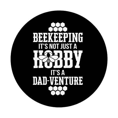Beekeeping Beekeeper Dad Not Just a Hobby It's a Dad-venture PopSockets Swappable PopGrip, Black - Image 3
