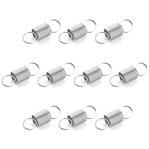 MroMax テンションスプリング 引張りばね 圧縮スプリング 0.5mm*5mm*15mm 304ステンレス鋼 10個入り シルバートーン 圧縮ばね 押しバネ グレーブラック コイルばね デュアルフック 補修用スタンドスプリング