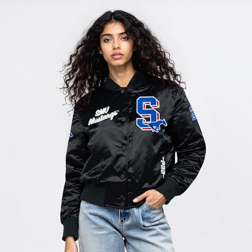 Pro Standard Womens College Southern Methodist University Classic Essentials Satin Jacket Black L