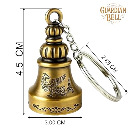 Image of OTTAVO Guardian Bell Keychain, Oxidized Copper, Tibetan Style, 5 cm Height, Good Luck Charm