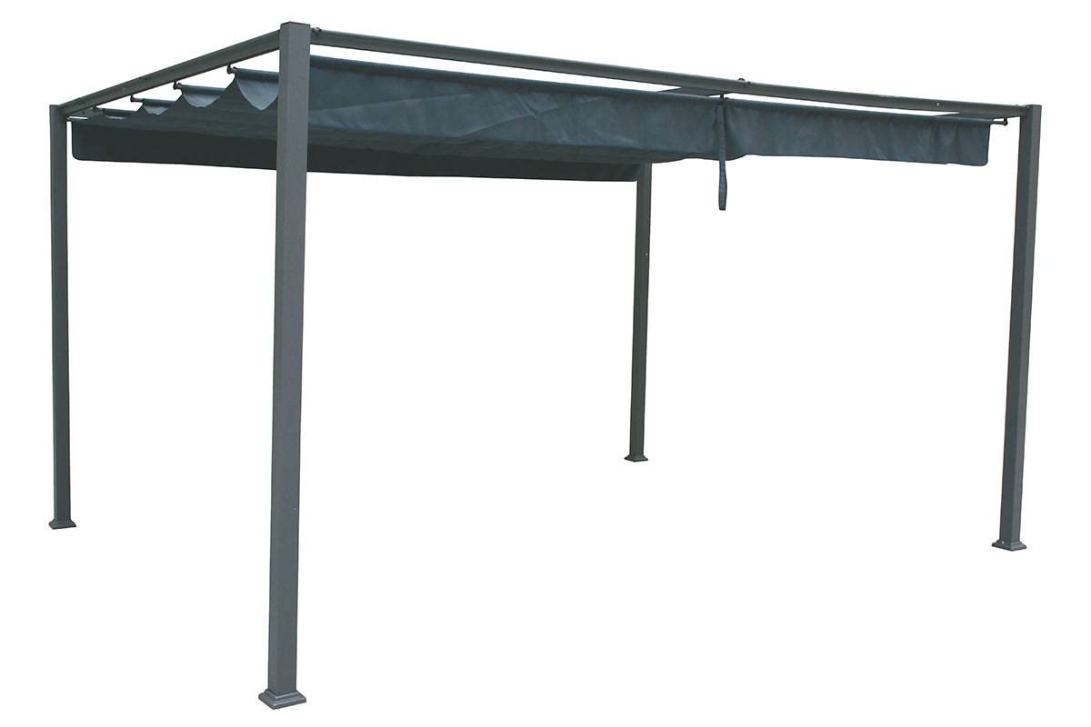 Hespéride - Toldo de Repuesto para cenador Palmeira - Pizarra - Retráctil - Tejido hidrófugo - Rectangular 4x3m - Filtro UV - Resistente a la decoloración