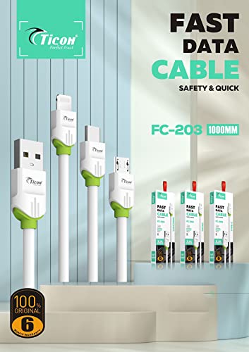 Image of TICON FAST DATA CABLE for Charging Adapter (5.1A, TYPE C, White)