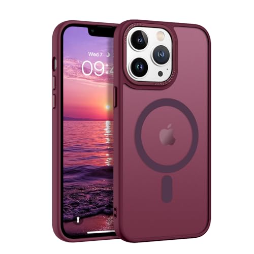 BENTOBEN Funda Magnética para iPhone 13 Pro [Compatible con Magsafe] Carga Inalámbrica Carcasa iPhone 13 Pro Funda Cover Translúcido Mate Protección Grado Militar Anti-Arañazos Anti-Golpes-Ciruela