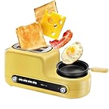 ANGDI 4-in-1-Frühstücksstationsbereiter, 2-Scheiben-Toaster mit antihaftbeschichteter Bratpfanne, Kochtopf, Dampfschale aus 304-Edelstahl, 6 Temperaturstufen, Anti-Trockenbrand-Funktion