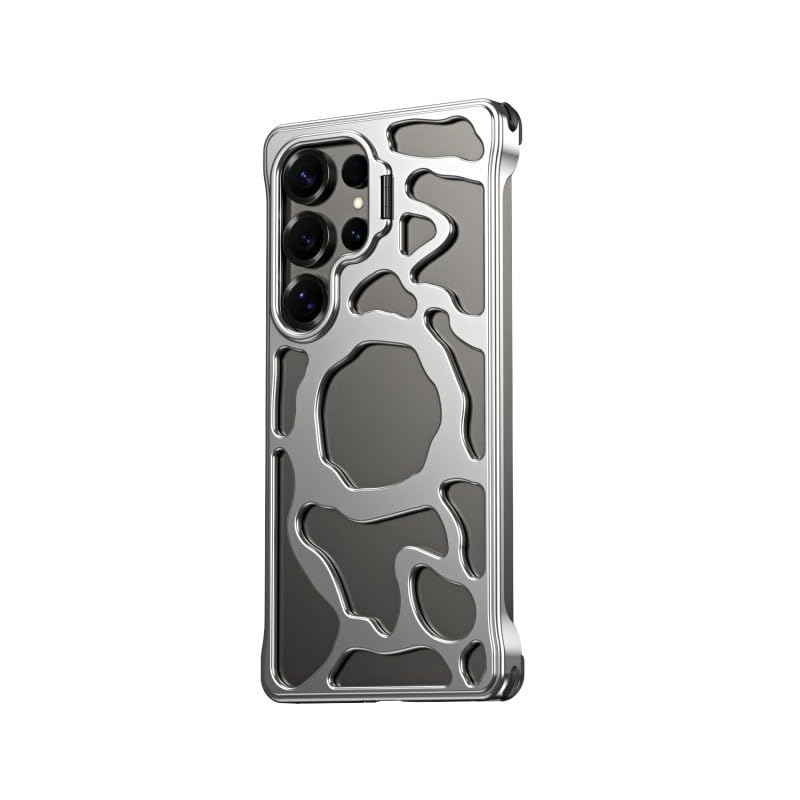 Protection Samsung S23 Ultra étui magnétique aluminium argent avec support antichoc