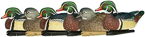 AVIAN-X Topflight Wood Ducks Durable Ultra Realistic Floating Hunting Duck Decoys, Pack of 6, AVX8083