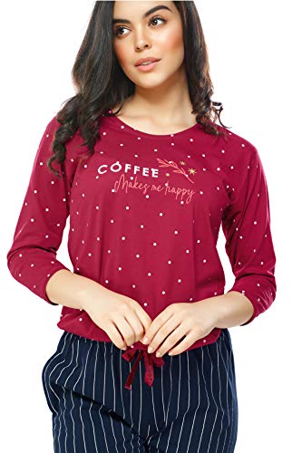 Image of ZEYO Night Suit for Women's Printed Cotton Night Dress of Top and Pajama Set (Available in Plus Size)