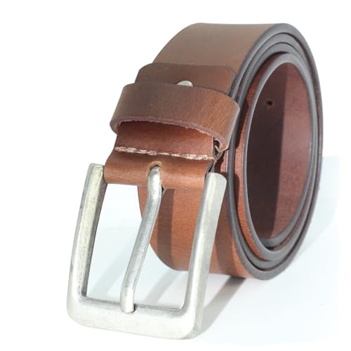 Ceinture en cuir marron foncé haut de gamme avec boucle argent chic pour homme