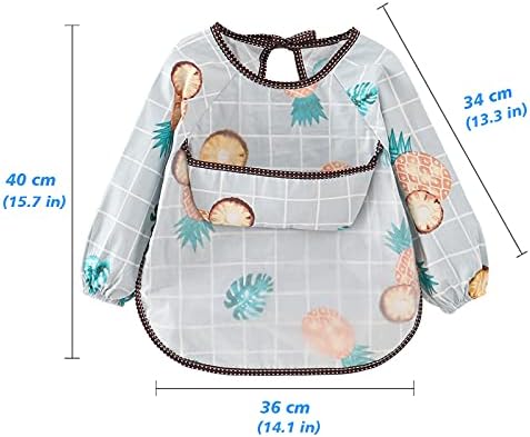 Baby Long Sleeve Bibs 2 Pack Waterproof Babies Feeding Bibs with Long Sleeves Washable Apron for 3-36 Months Kids Eating and Painting