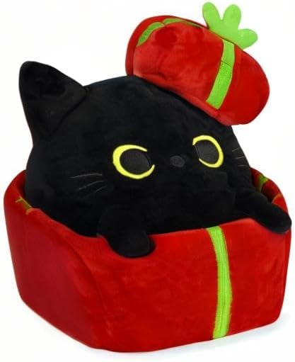 Miniatura 6 de Juguete de peluche de gato negro de San Valentín, juguete de peluche de gato negro de 10 pulgadas, lindo juguete de peluche para el día de San