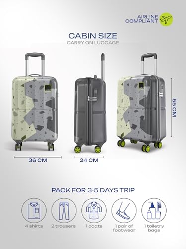 Image of Safari Tazzo 8 Wheels 55cm Cabin Size Trolley Bag, Hard Case Polycarbonate, 360º Wheeling Small Carry-on Luggage, Suitcase for Travel, Trolley Bags for Travel, Printed