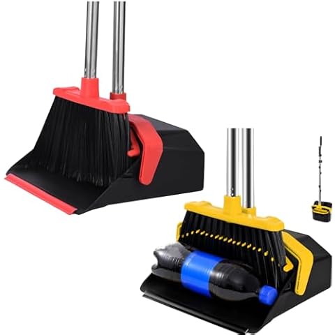 Tiumso Broom with Dustpan Combo Set, Brooms and Dustpans Sets with 51'' Long Handle 2 Pcs, Large Dust Pan and Broom, Self-Cleaning Dustpan Teeth for Lobby Kitchen Office Cover