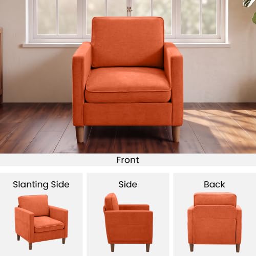 Image of Chenille Accent Chair Mid Century Modern Reading Armchair for Living Room