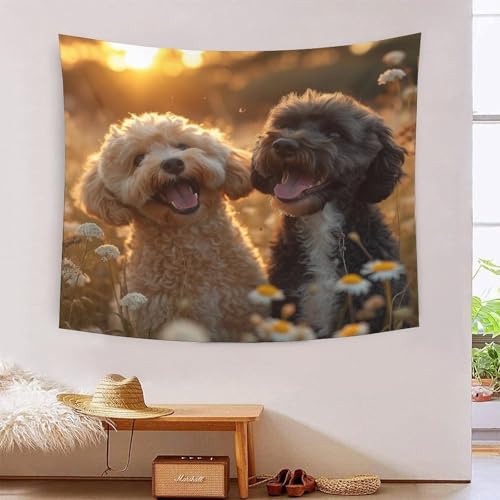 Tapisserie 3D Le coqapoo grand tissu de decoration murale pour chambre et salon