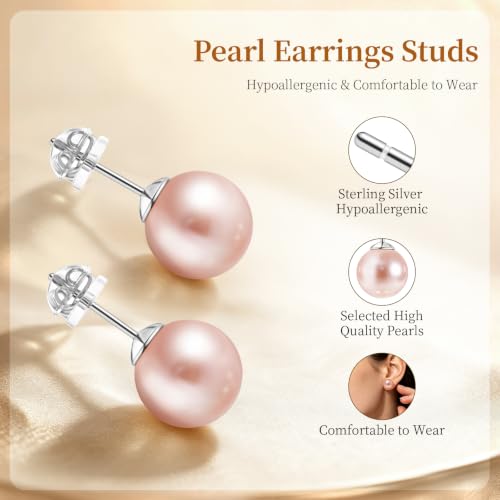 Sercahene Pearl Stud Earrings for Women, Sterling Silver Shell Pearl by Sercahene - Used condition - Image 2