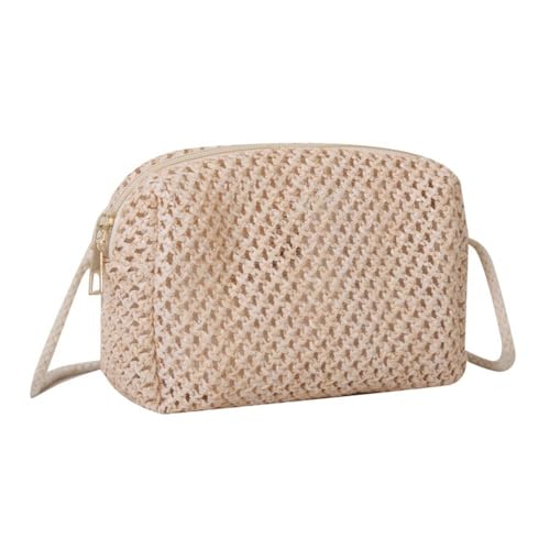 Bolsas de mão de palha durável mini bolsa de ombro feminina bege, Bege