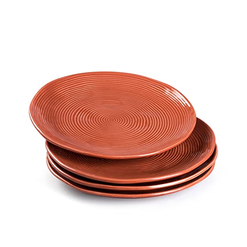 Henxfen Lead Ceramic Salad, Dinner Plates Set Of 4, Serving Dishes For Dessert, Appetizer, Pasta - Stoneware Dinnerware Set, 8.7 Inch - Brown #TOP10
