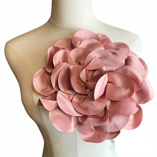 Image of Heyiwell Large Satin Fabric flower for Brooch Pin Wedding Party Dance Dress Suit Clothes Head Hair Accessories DIY Decor 9.45 inchInch