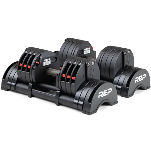 REP Fitness Adjustable Dumbbell Set - 5-40 Lbs, Quickdraw, Multiple Weight Ranges