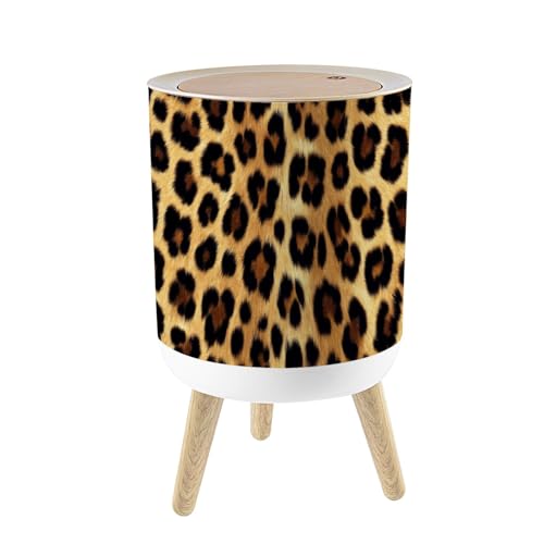 Bote de Basura Redondo Plástico 7L con Tapa Estampado Leopardo