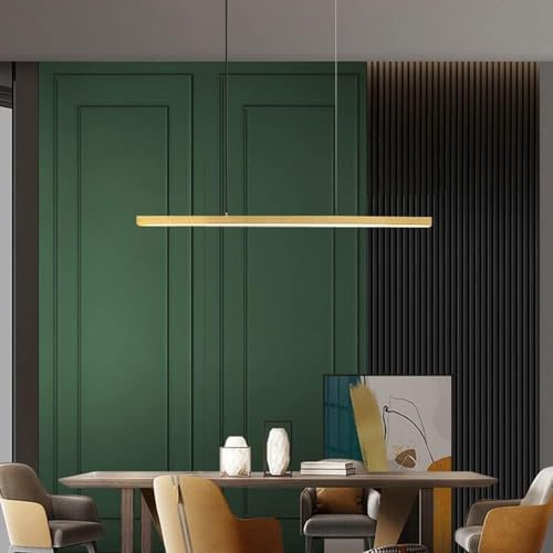 Lustre long strip LED dimmable pour illuminer la table à manger