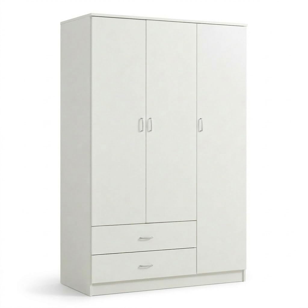 HEMAX Armadio 3 Ante e 2 Cassetti Guardaroba Moderno 120x52x190 – Cemento