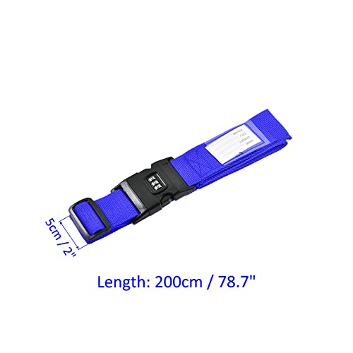 Image of M METERXITY 1 Pack Luggage Strap Suitcase Belt- Travel Combination Lock Adjustable PP Baggage Accessory with Buckle, Apply to Suitcase (79x2 Inch, Dark Blue)