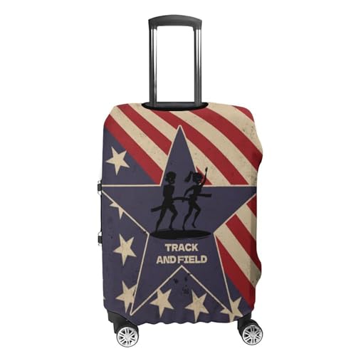 Vintage American Flag Track And Field Travel Suitcase Protector Luggage Cover Protective Washable Anti-scratch Baggage Cover4
