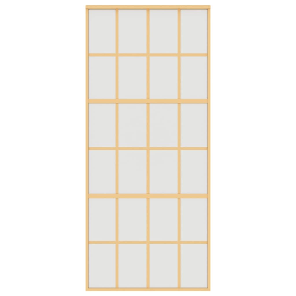 Drzwi przesuwne Golden 90 x 205 cm, matowe szkło ESG, rama aluminiowa 5 mm, grubość szkła 23,7 kg, waga do wejścia do mieszkania z izolacją akustyczną i ochroną przed włamaniem
