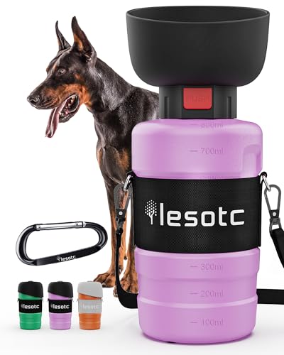 Lesotc Portable Dog Water Bottle 28oz with Bowl