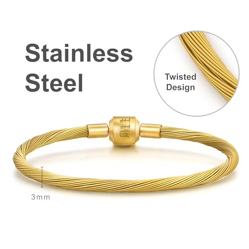 CHOW SANG SANG Twisted Stainless Steel Sunshine Gold Bracelet for Women 17cm2