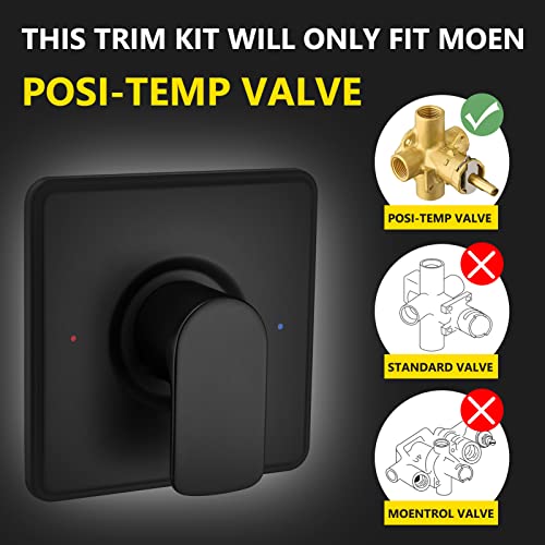 Kit garniture de douche Moen Posi-Temp en acier noir mat durable