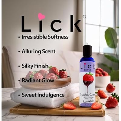 LICK Chocolate Covered Strawberry Indulgent Scented Body Oil Absorbent Daily Hydration with Almond Oil & Vitamin E 4 oz